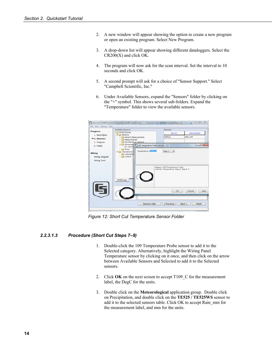 3 procedure (short cut steps 7–9), Figure 12: short cut temperature sensor folder | Campbell Scientific CR200/CR200X-series Dataloggers User Manual | Page 26 / 208