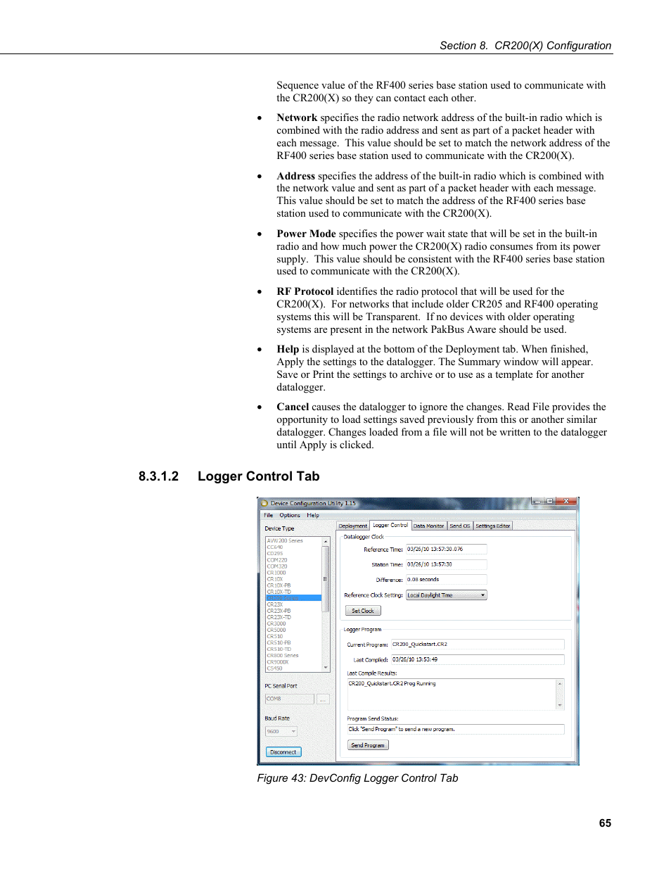 2 logger control tab, Figure 43: devconfig logger control tab | Campbell Scientific CR200/CR200X-series Dataloggers User Manual | Page 77 / 208