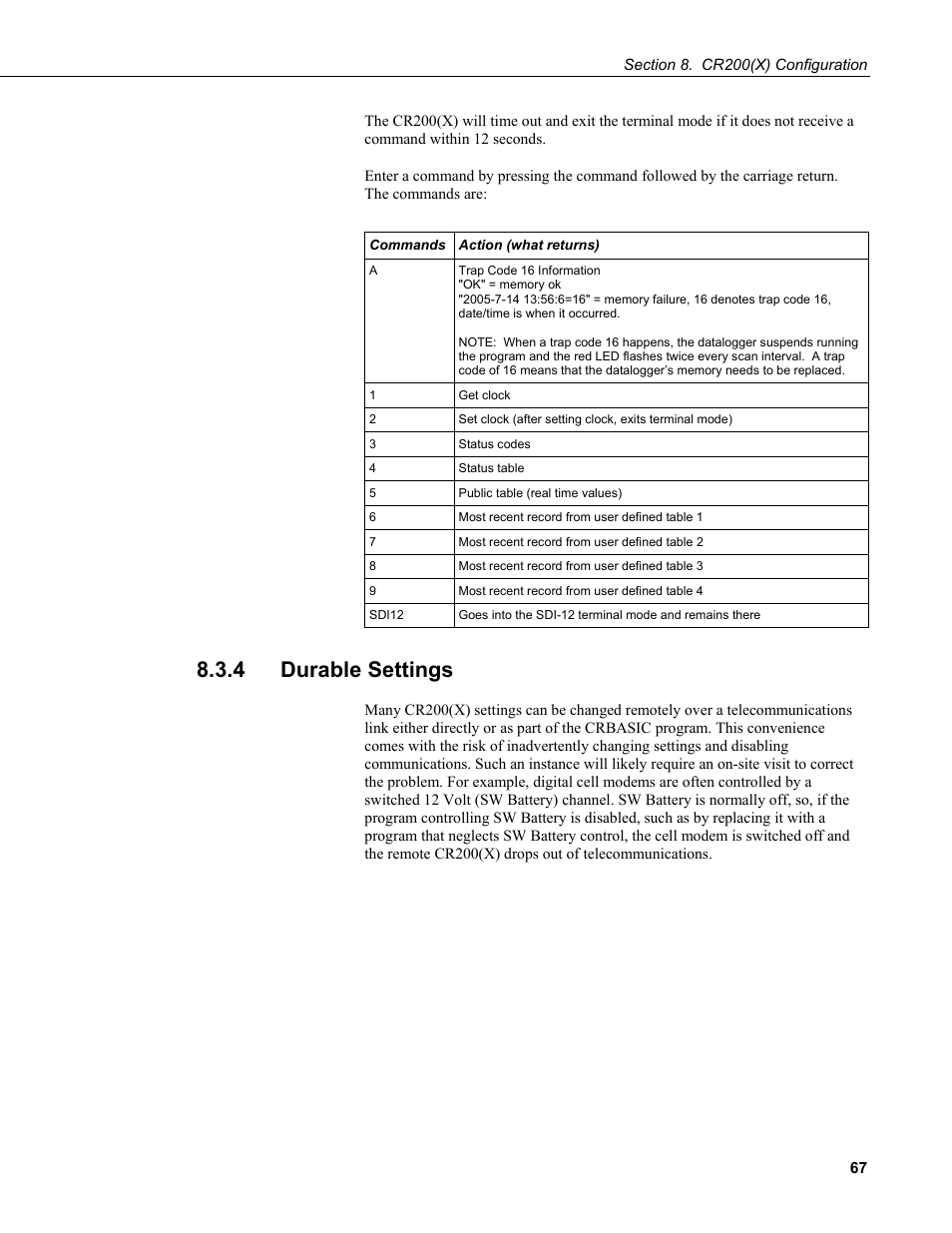 4 durable settings | Campbell Scientific CR200/CR200X-series Dataloggers User Manual | Page 79 / 208