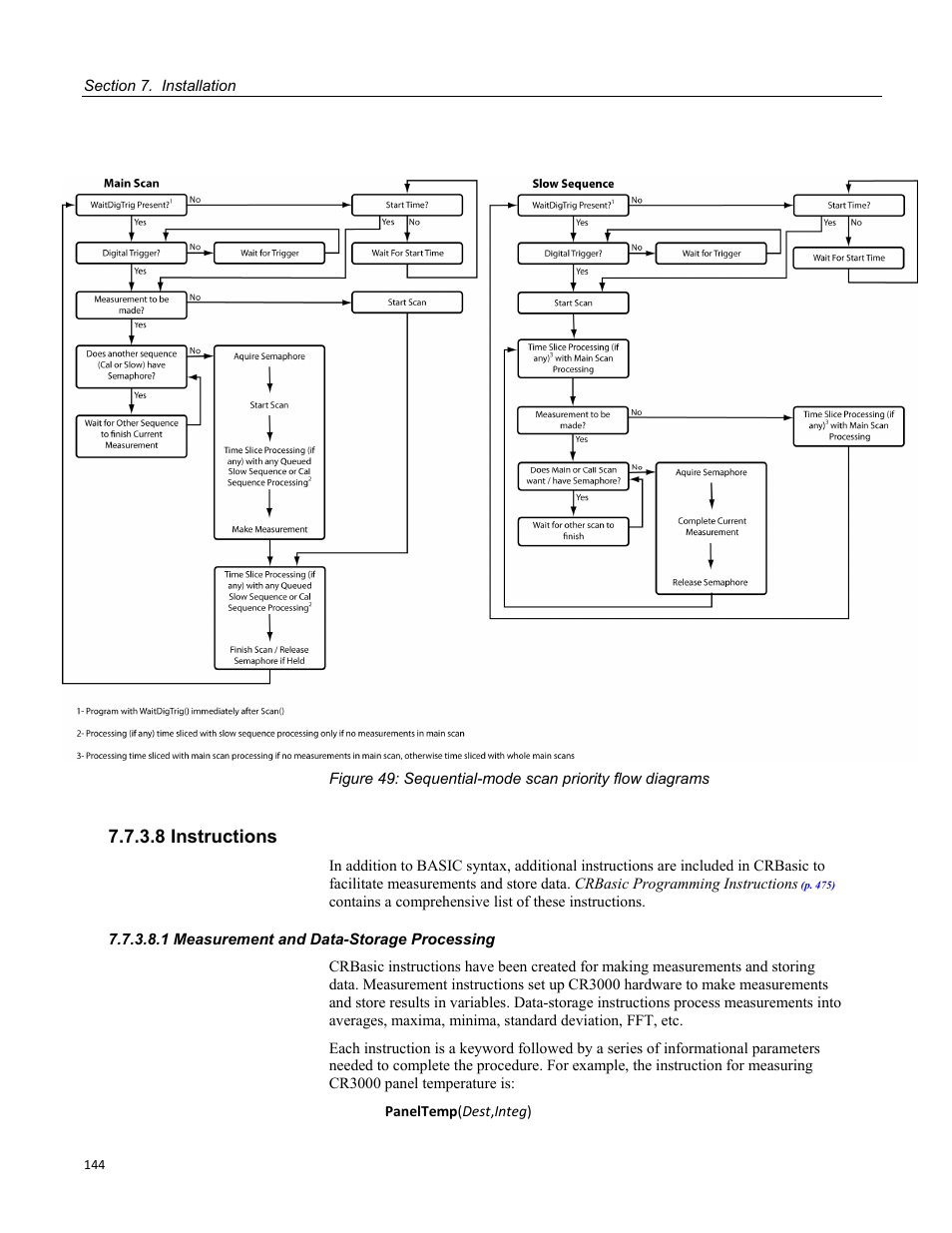 8 instructions, 1 measurement and data-storage processing | Campbell Scientific CR3000 Micrologger User Manual | Page 144 / 590