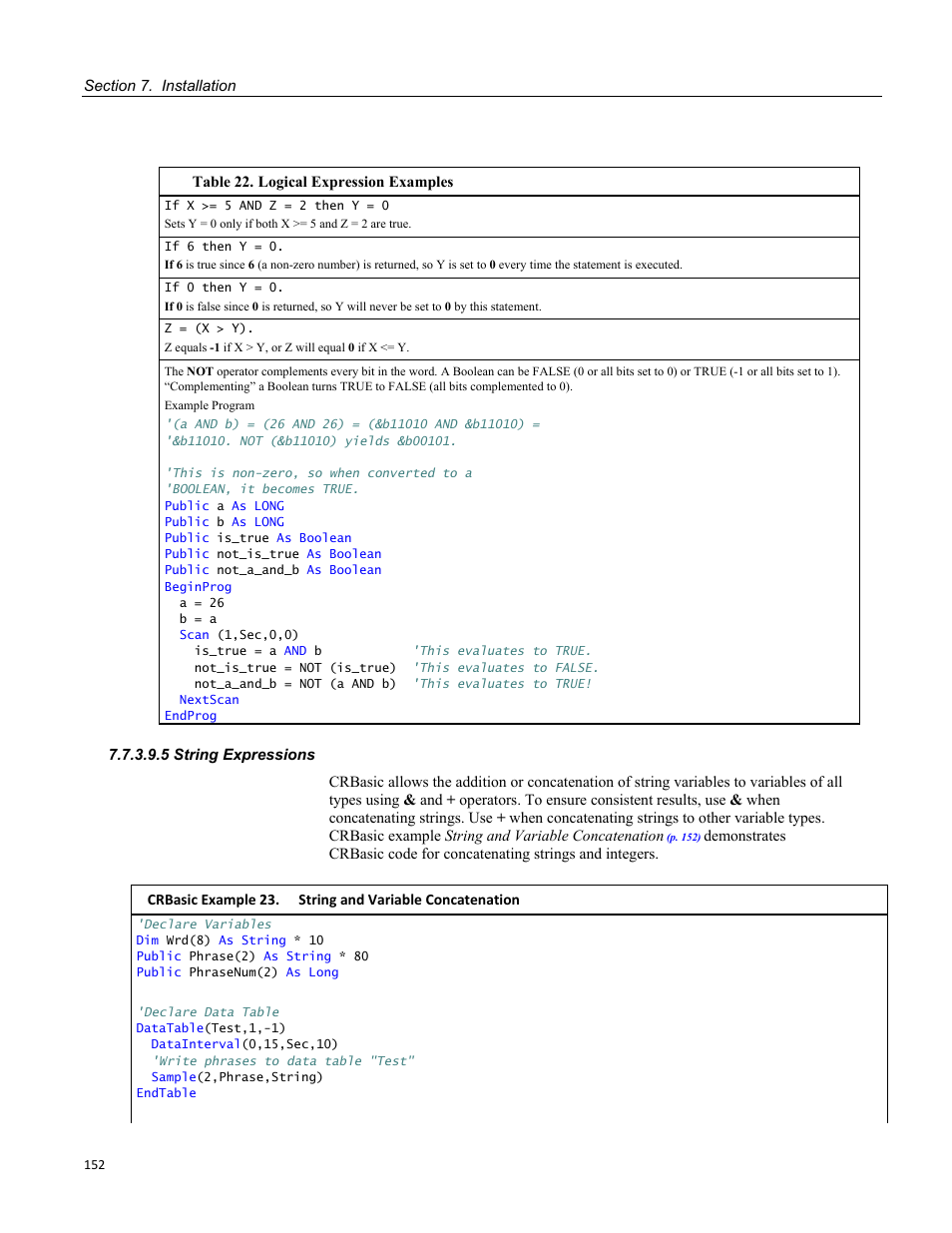 5 string expressions | Campbell Scientific CR3000 Micrologger User Manual | Page 152 / 590