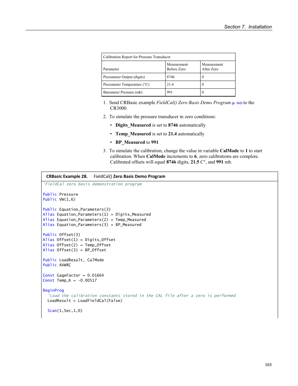 Campbell Scientific CR3000 Micrologger User Manual | Page 163 / 590