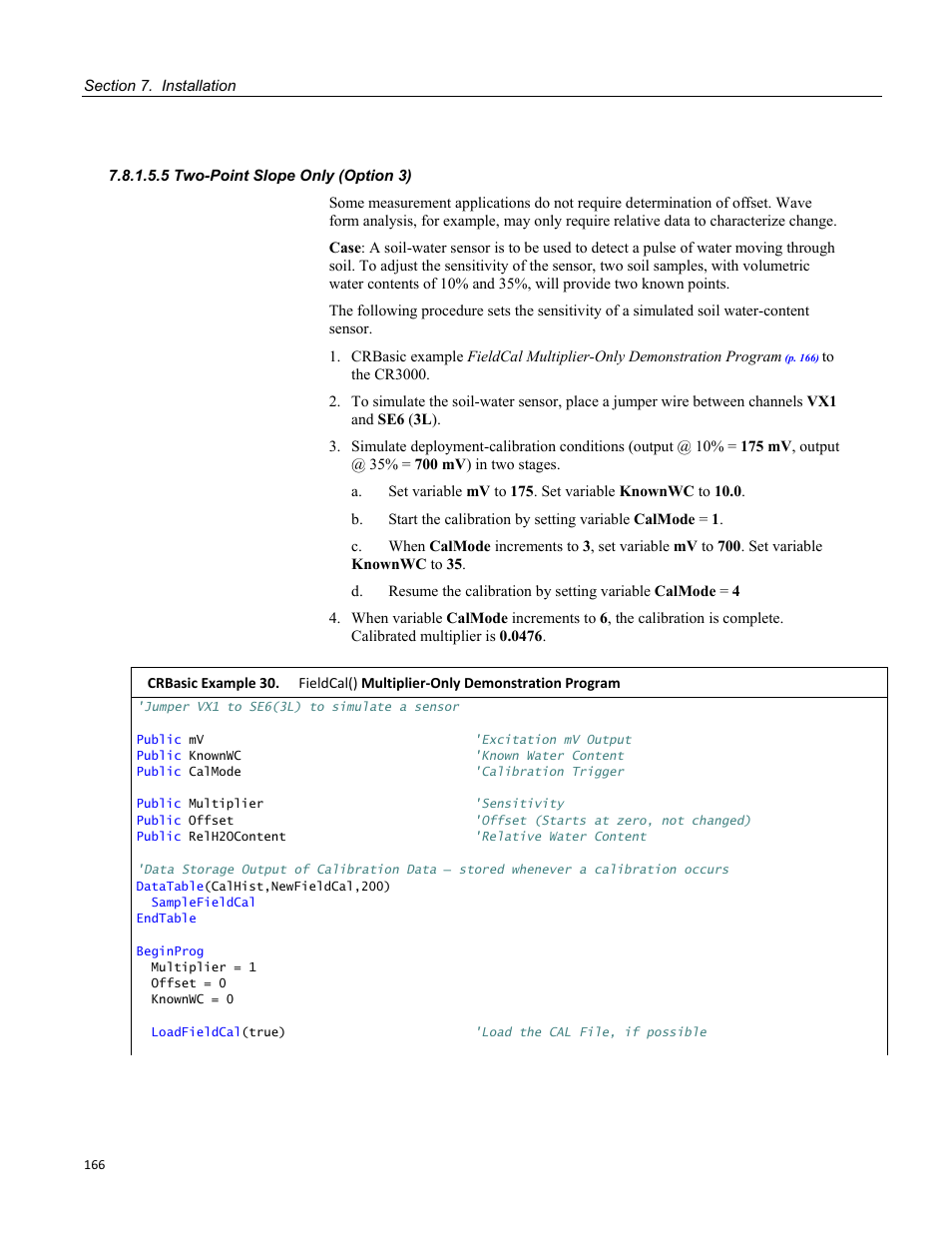 5 two-point slope only (option 3), Program | Campbell Scientific CR3000 Micrologger User Manual | Page 166 / 590