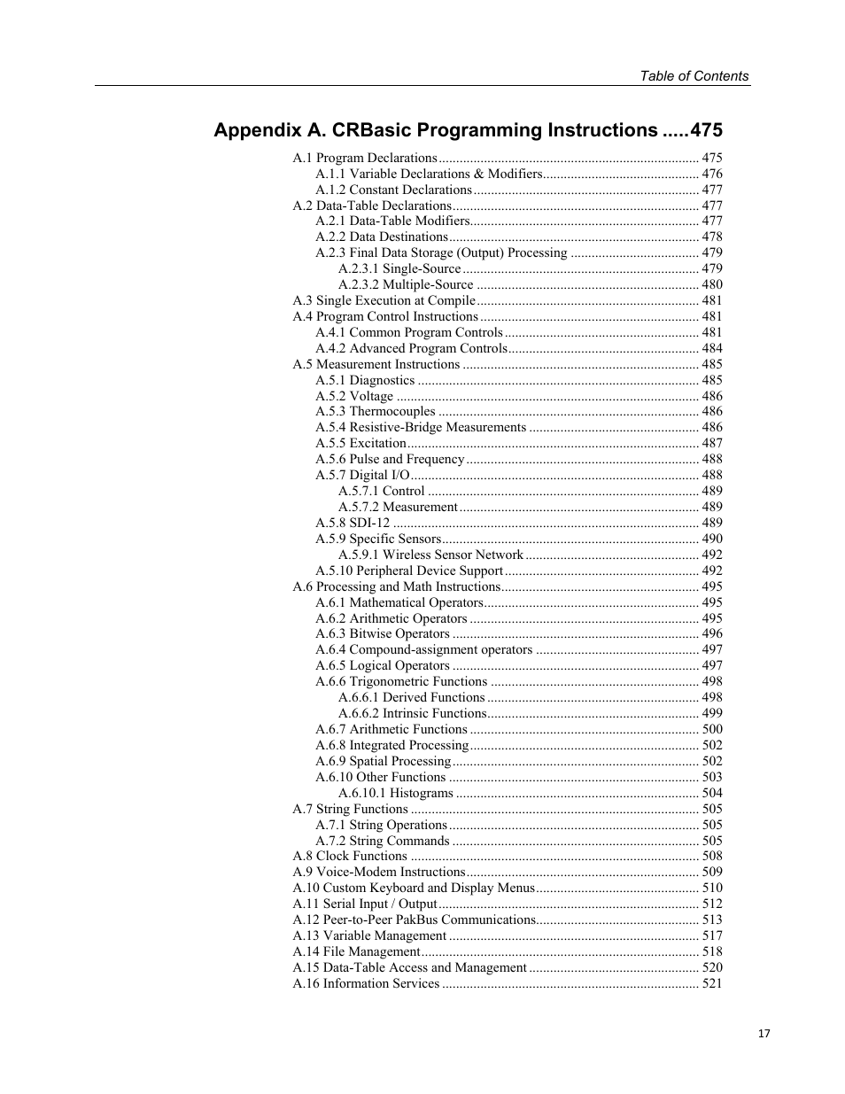 Appendix a. crbasic programming instructions | Campbell Scientific CR3000 Micrologger User Manual | Page 17 / 590