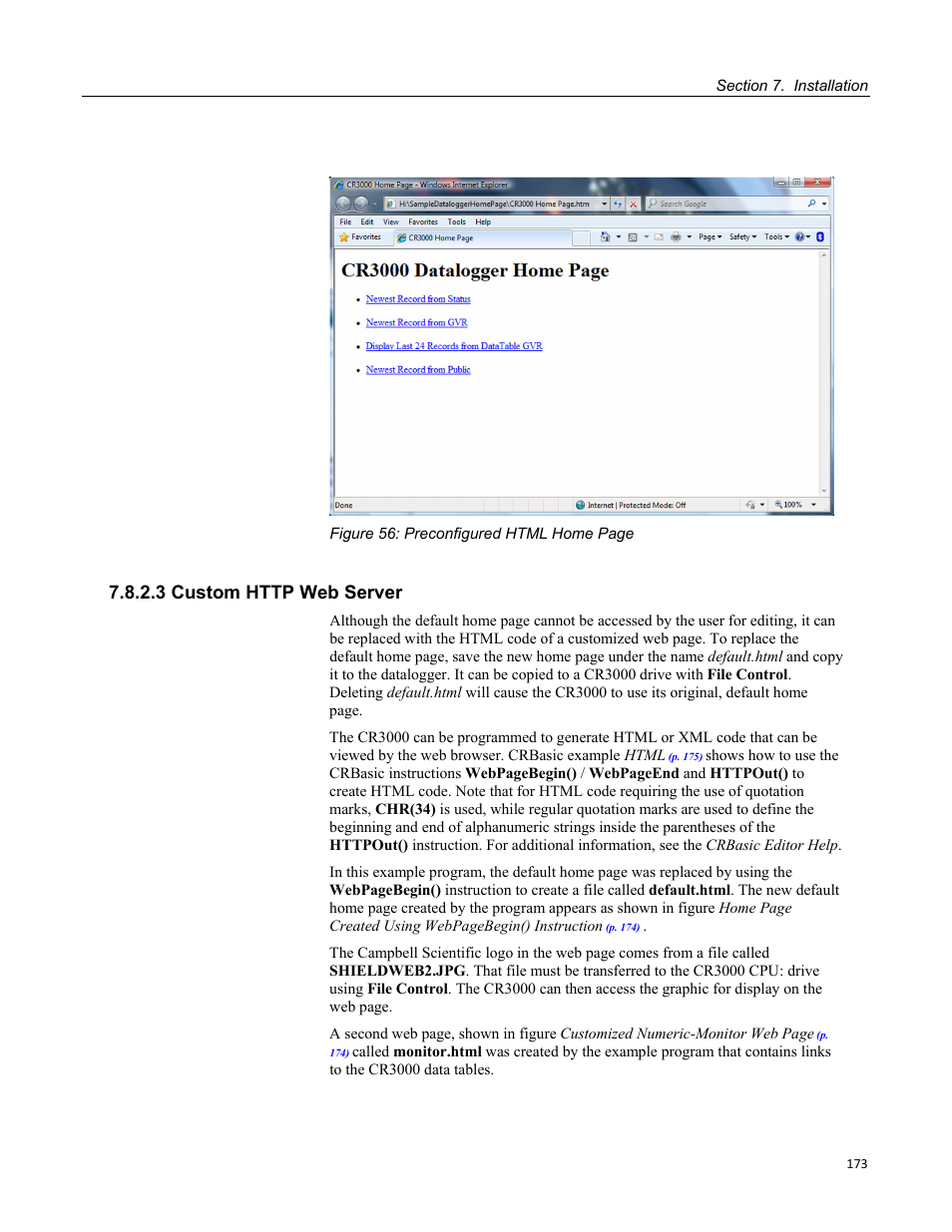 3 custom http web server | Campbell Scientific CR3000 Micrologger User Manual | Page 173 / 590