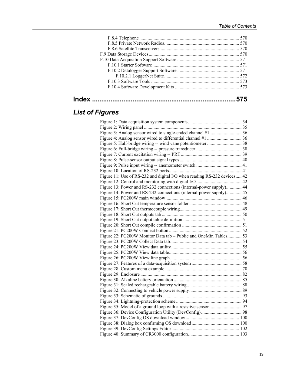Index, List of figures | Campbell Scientific CR3000 Micrologger User Manual | Page 19 / 590