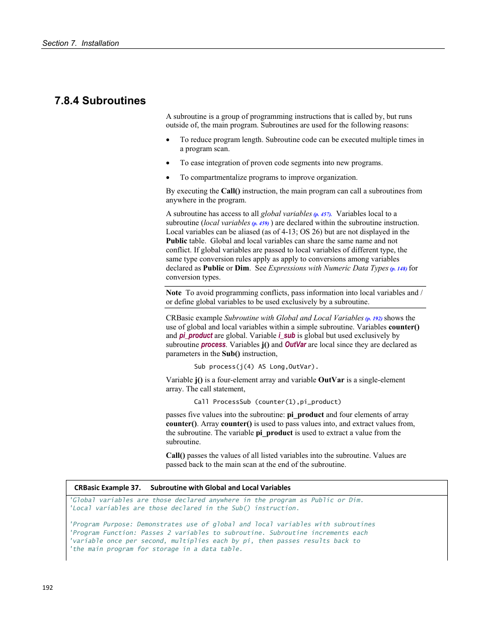 4 subroutines | Campbell Scientific CR3000 Micrologger User Manual | Page 192 / 590
