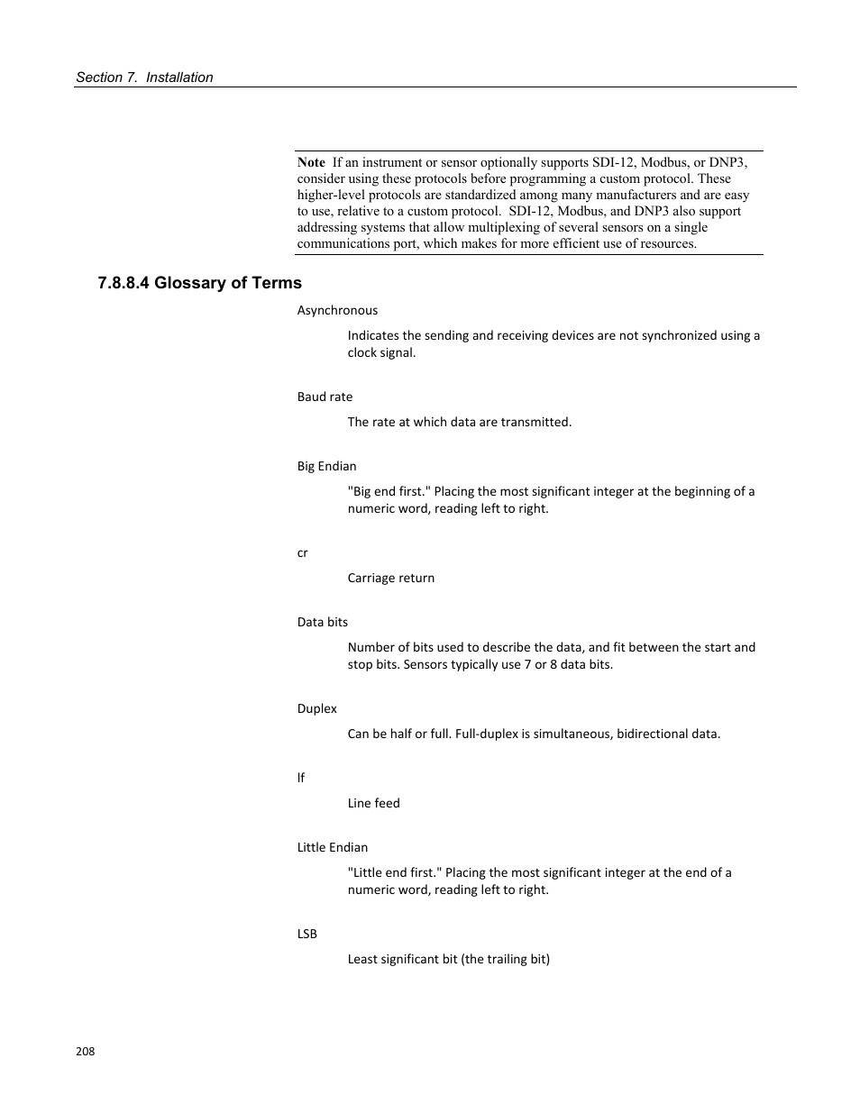 4 glossary of terms | Campbell Scientific CR3000 Micrologger User Manual | Page 208 / 590
