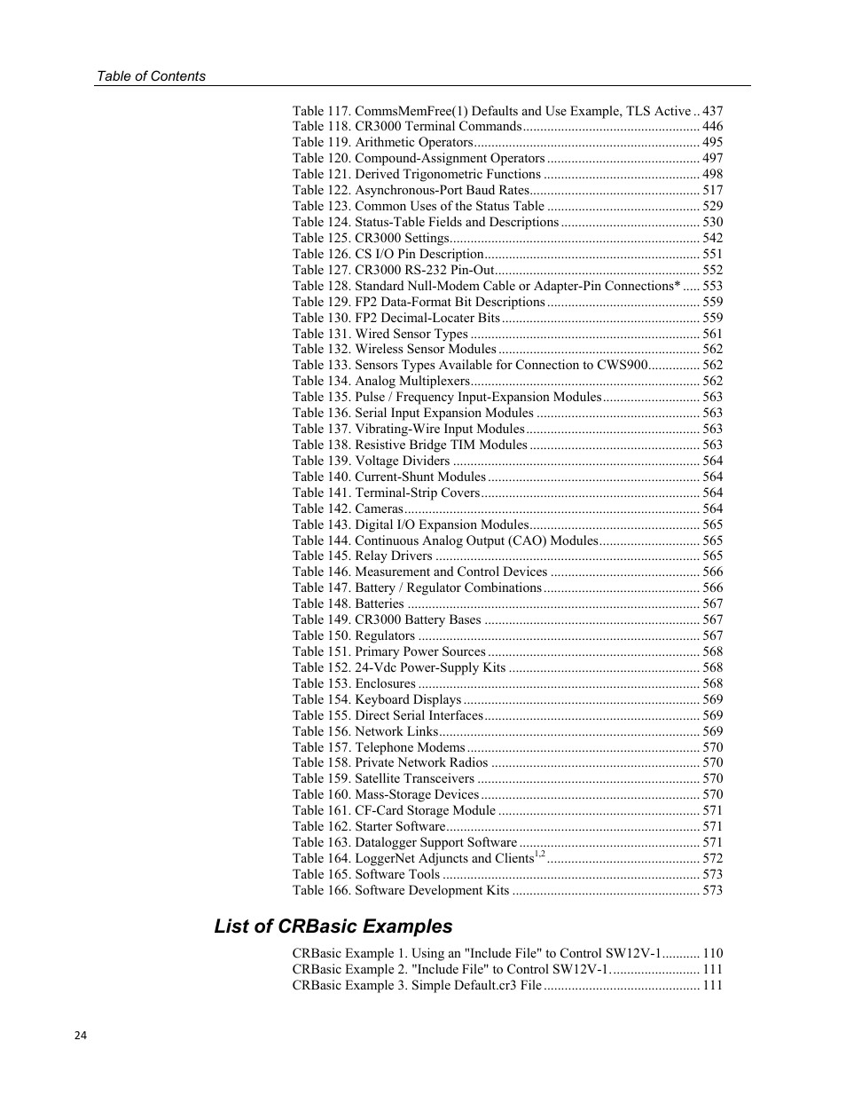 List of crbasic examples | Campbell Scientific CR3000 Micrologger User Manual | Page 24 / 590