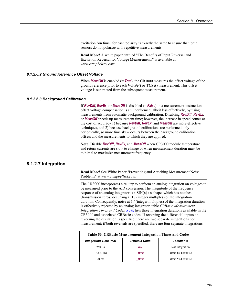 2 ground reference offset voltage, 3 background calibration, 7 integration | Campbell Scientific CR3000 Micrologger User Manual | Page 289 / 590
