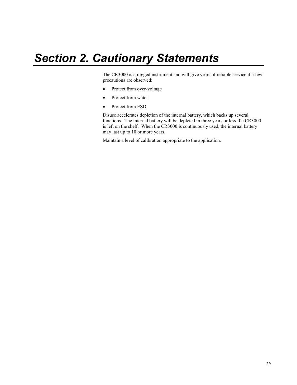 Section 2. cautionary statements | Campbell Scientific CR3000 Micrologger User Manual | Page 29 / 590
