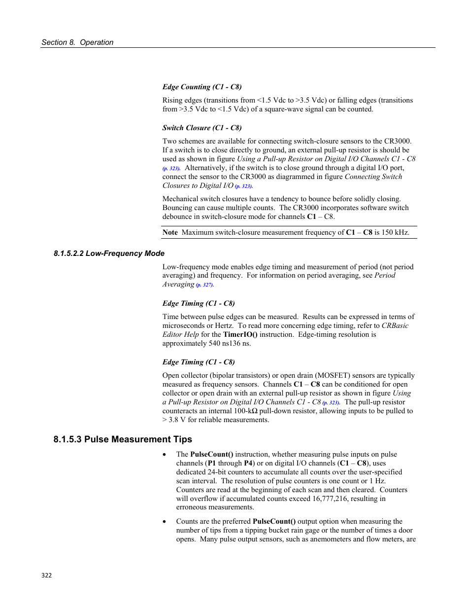 2 low-frequency mode, 3 pulse measurement tips | Campbell Scientific CR3000 Micrologger User Manual | Page 322 / 590