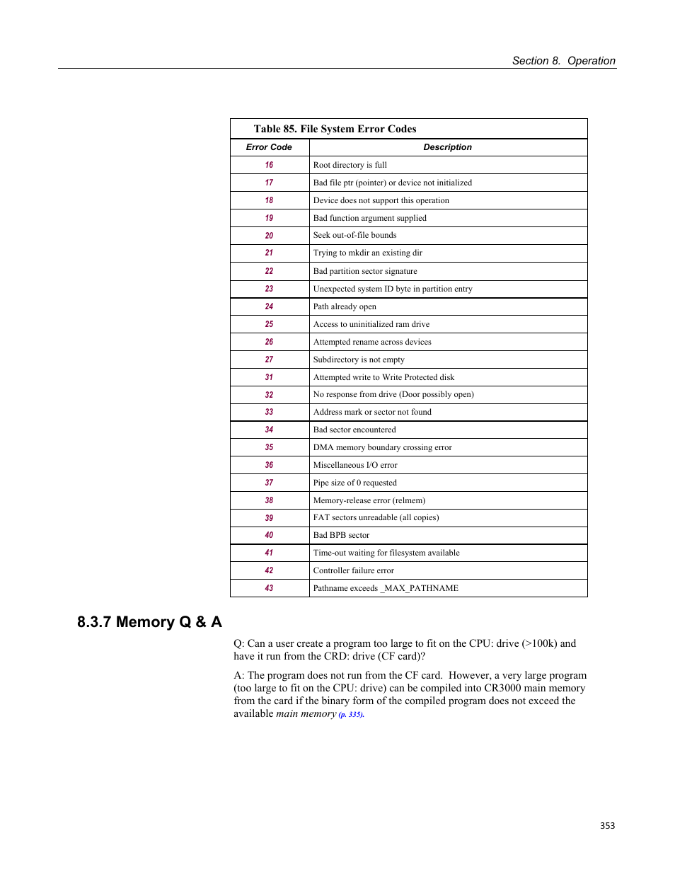 7 memory q & a | Campbell Scientific CR3000 Micrologger User Manual | Page 353 / 590