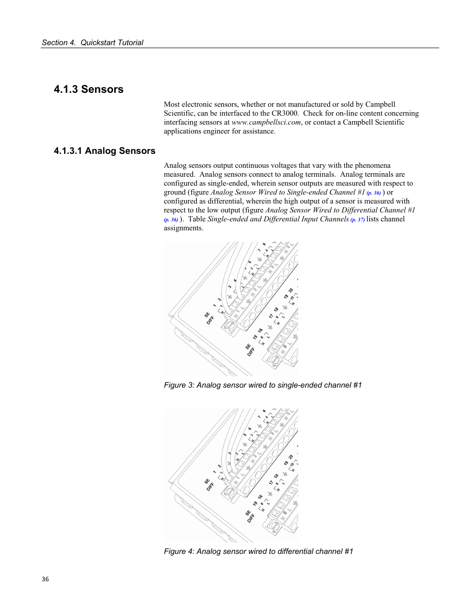 3 sensors, 1 analog sensors | Campbell Scientific CR3000 Micrologger User Manual | Page 36 / 590