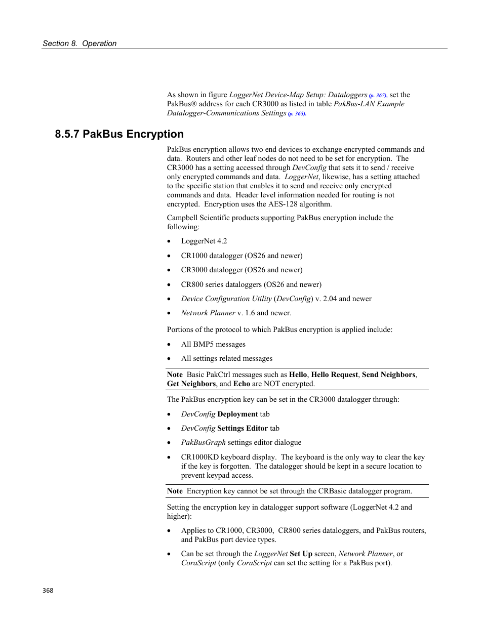 7 pakbus encryption | Campbell Scientific CR3000 Micrologger User Manual | Page 368 / 590