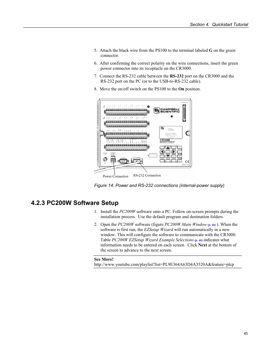 3 pc200w software setup | Campbell Scientific CR3000 Micrologger User Manual | Page 45 / 590