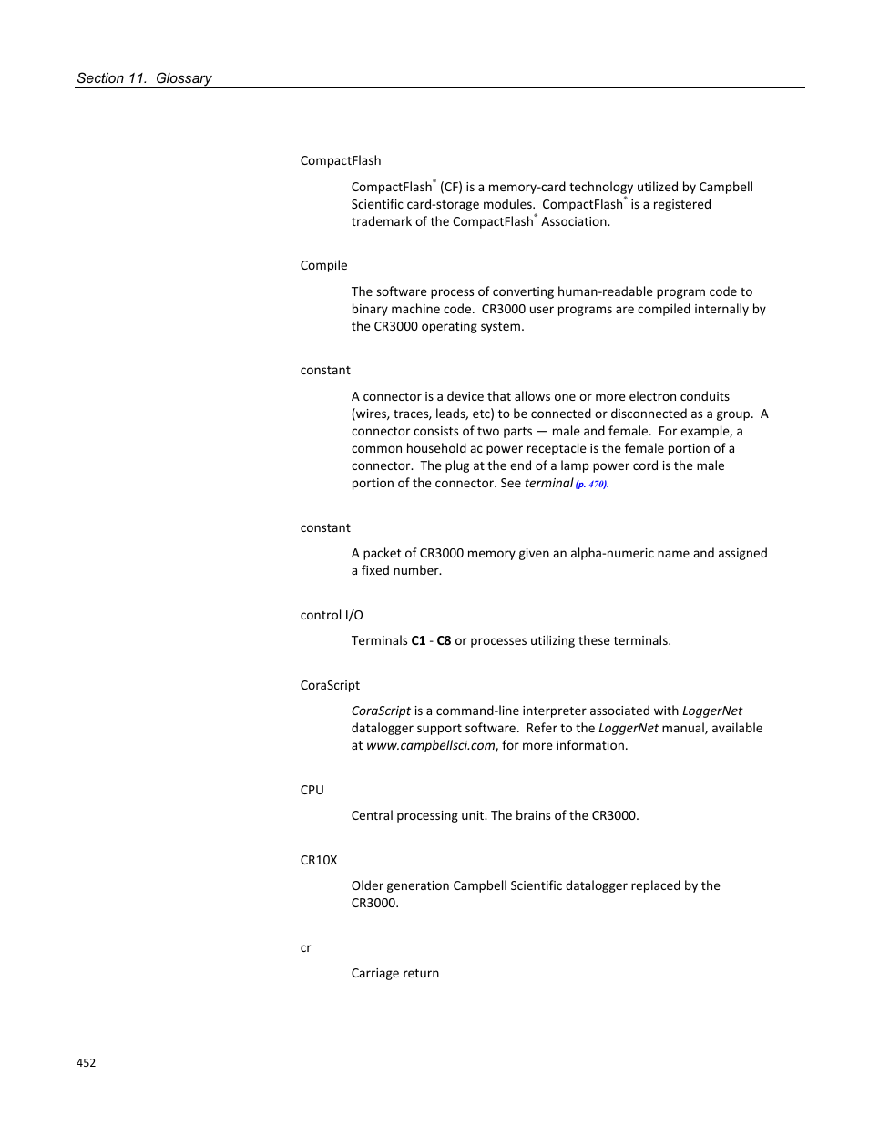 Campbell Scientific CR3000 Micrologger User Manual | Page 452 / 590