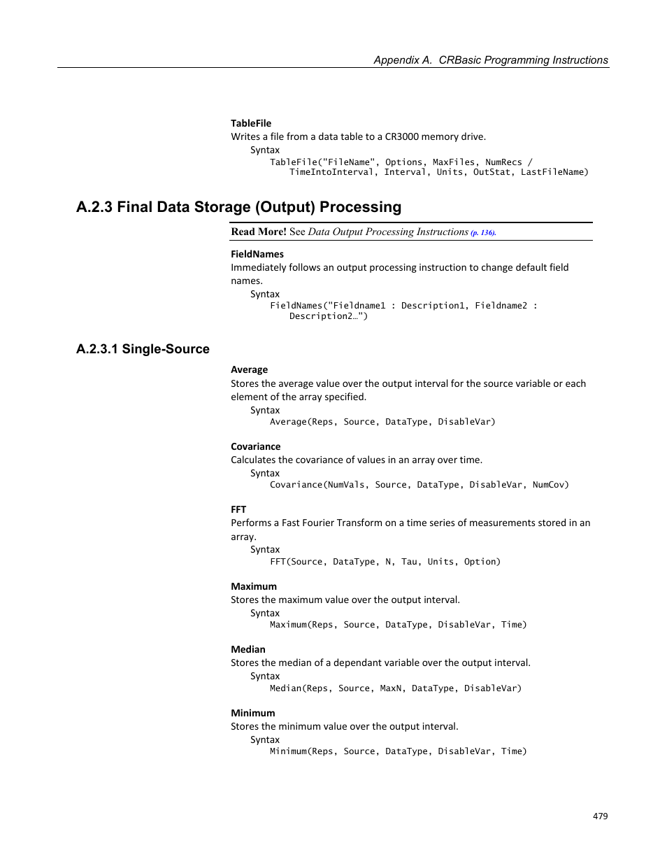 A.2.3 final data storage (output) processing, A.2.3.1 single-source | Campbell Scientific CR3000 Micrologger User Manual | Page 479 / 590