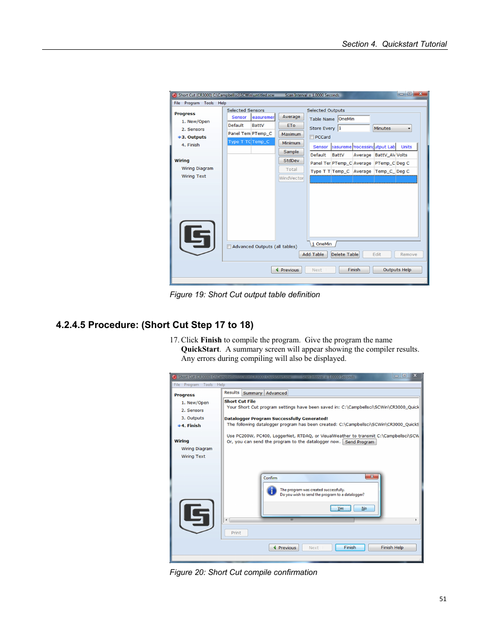 5 procedure: (short cut step 17 to 18) | Campbell Scientific CR3000 Micrologger User Manual | Page 51 / 590