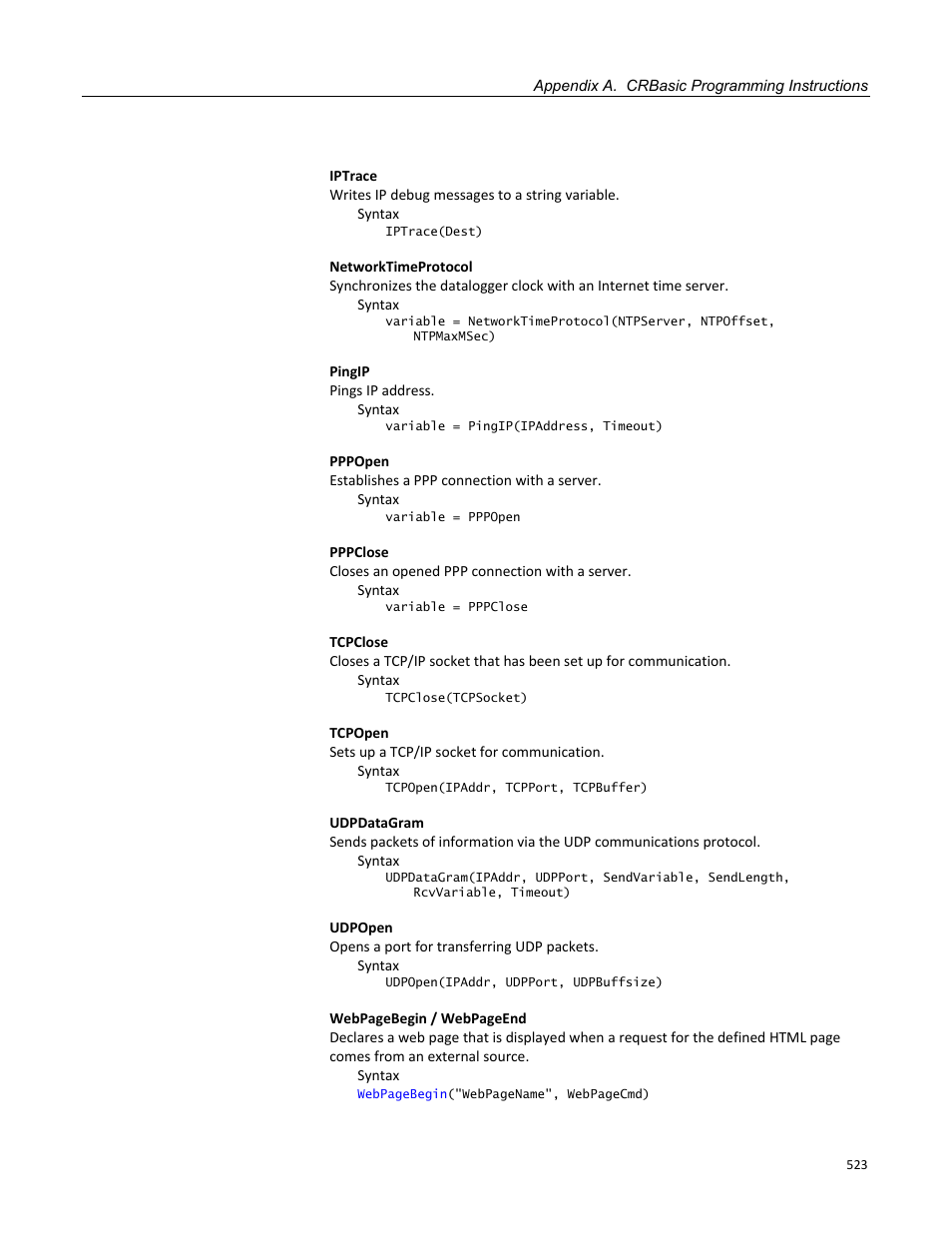 Campbell Scientific CR3000 Micrologger User Manual | Page 523 / 590