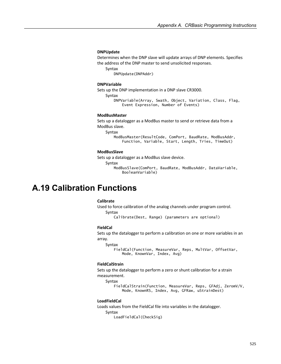 A.19 calibration functions | Campbell Scientific CR3000 Micrologger User Manual | Page 525 / 590