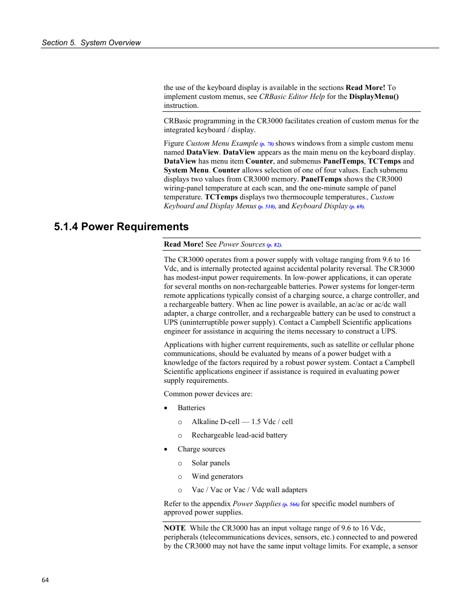 4 power requirements | Campbell Scientific CR3000 Micrologger User Manual | Page 64 / 590
