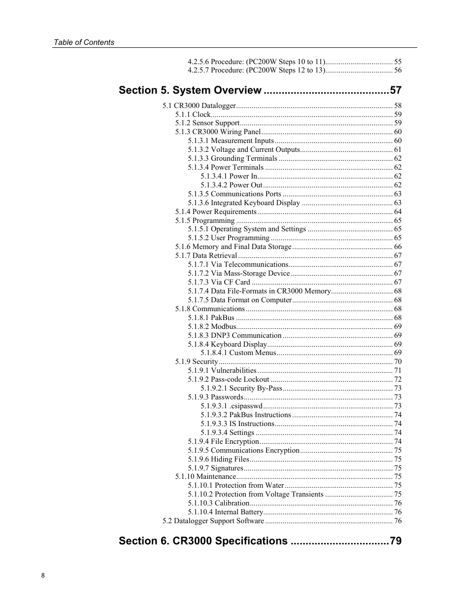Campbell Scientific CR3000 Micrologger User Manual | Page 8 / 590
