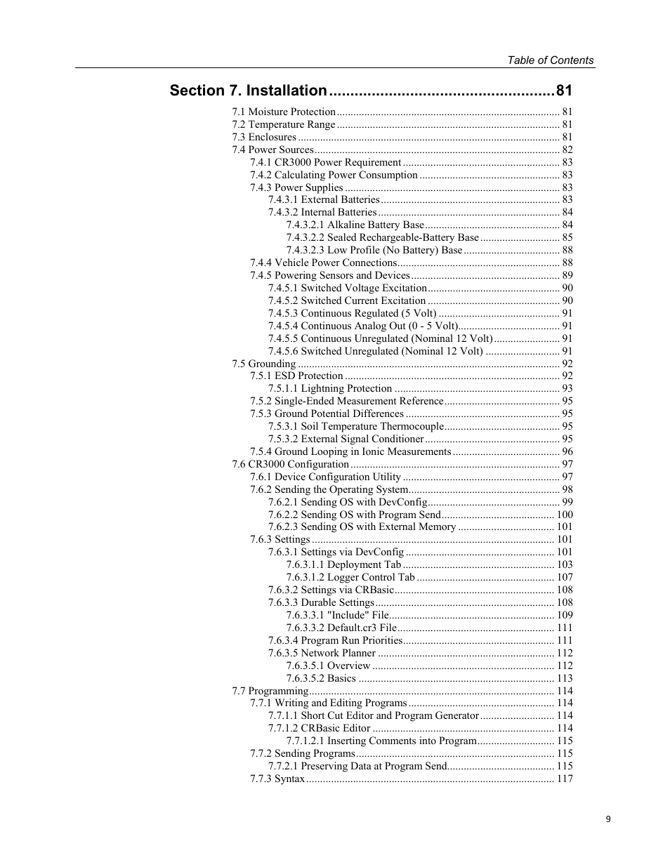 Campbell Scientific CR3000 Micrologger User Manual | Page 9 / 590