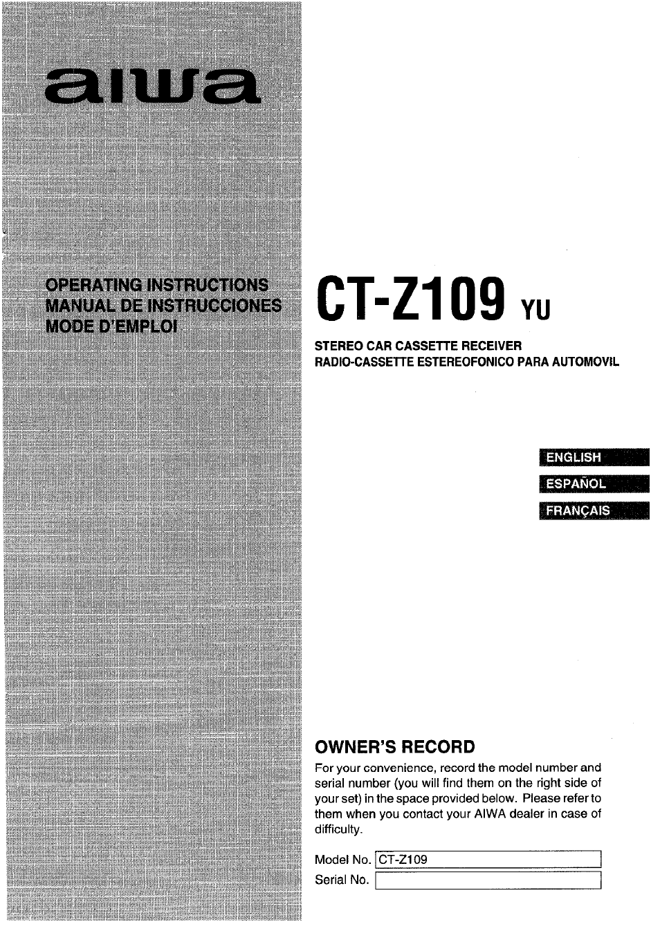 Aiwa CT-ZI09 User Manual | 40 pages
