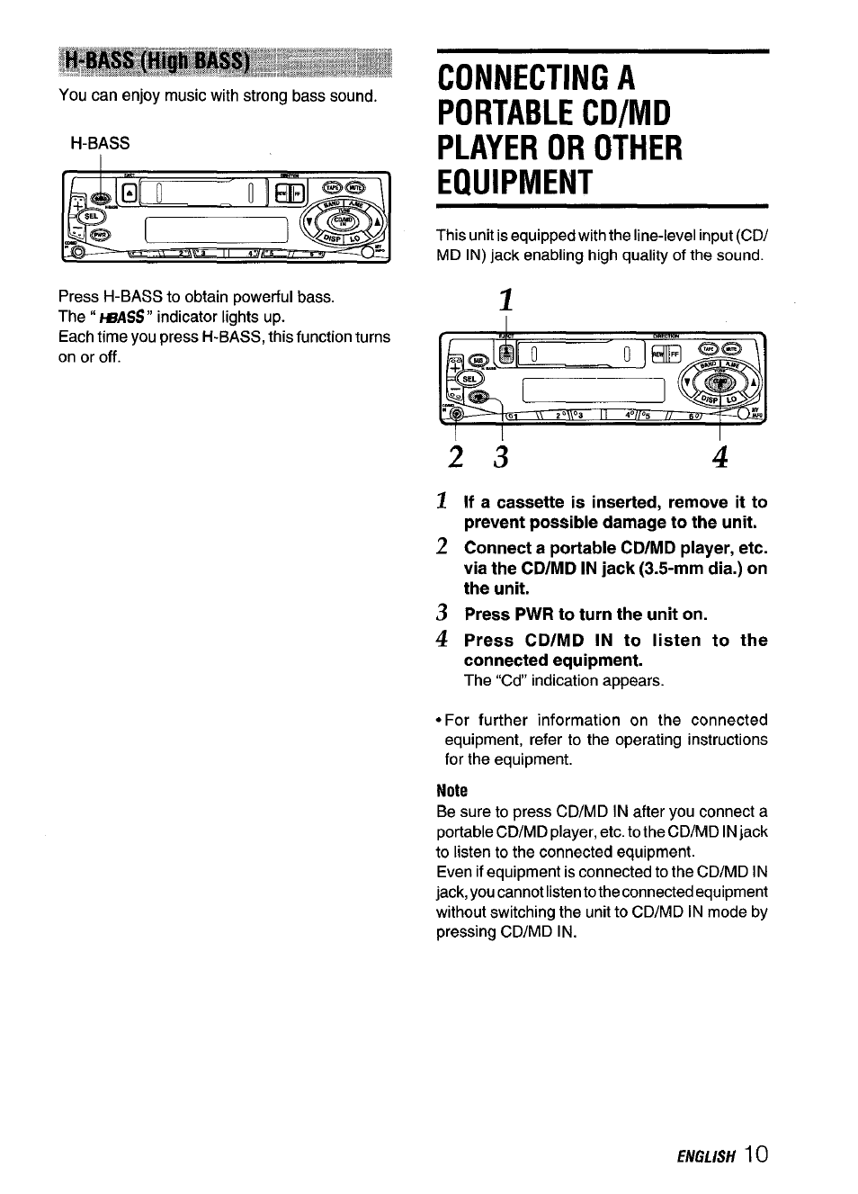 H-bass (high bass), Hbass | Aiwa CT-ZI09 User Manual | Page 11 / 40