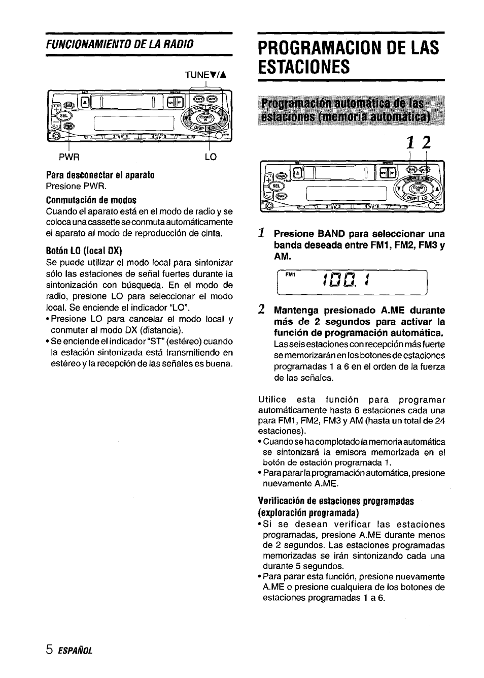 Programacion de las estaciones | Aiwa CT-ZI09 User Manual | Page 18 / 40