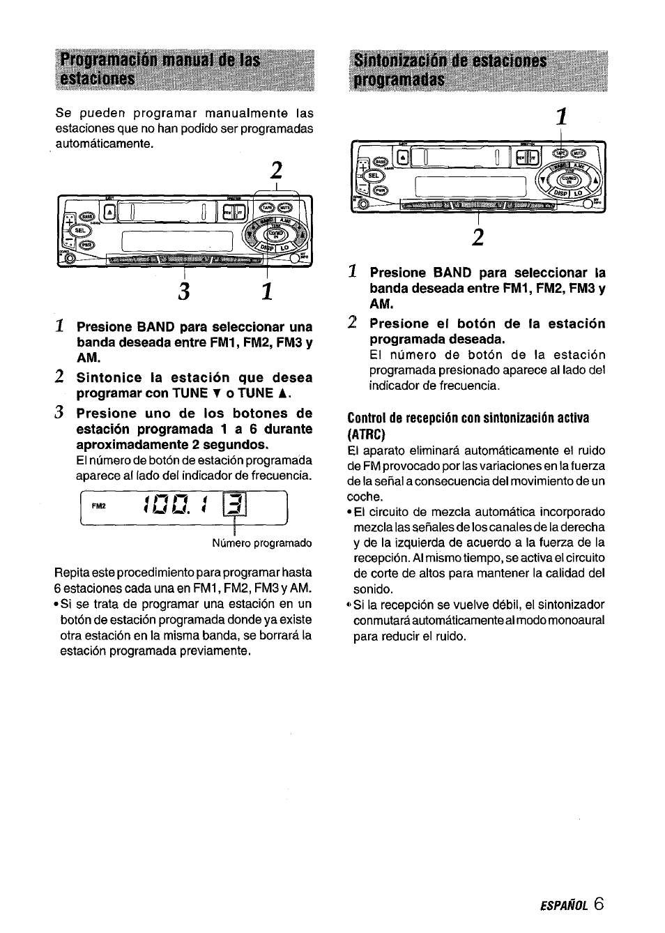 Programación manual de las estaciones, Sintonización de estaciones programadas, 1 n n | O«u u | Aiwa CT-ZI09 User Manual | Page 19 / 40