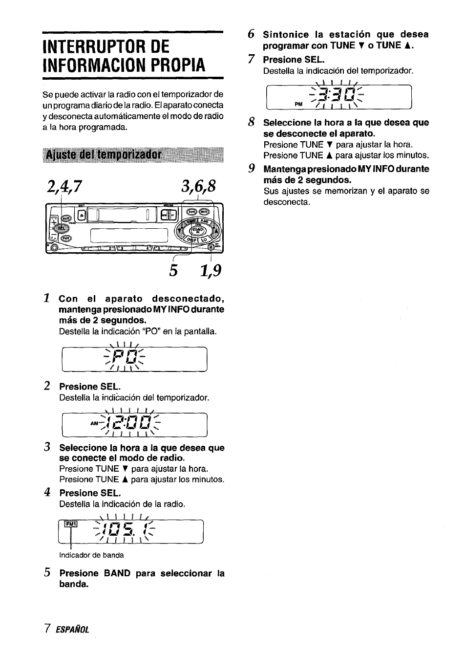 Interruptor de informacion propia, Ajuste del temporizador, Za-om | Zon n, Vi—1, I i i 1 | Aiwa CT-ZI09 User Manual | Page 20 / 40