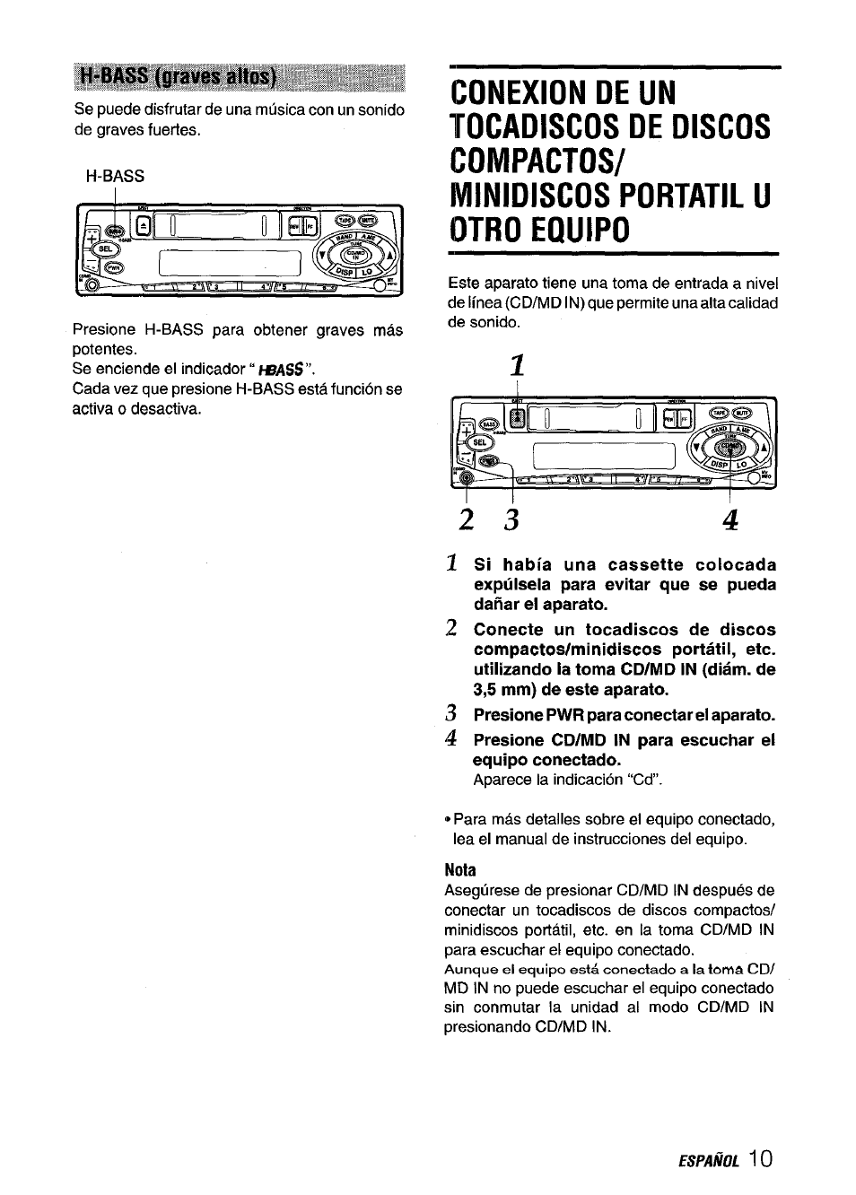 H-bass (graves altos), Hbass | Aiwa CT-ZI09 User Manual | Page 23 / 40