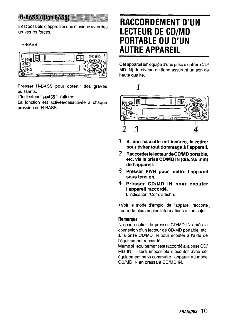 H-bass (high bass), Hbass | Aiwa CT-ZI09 User Manual | Page 35 / 40