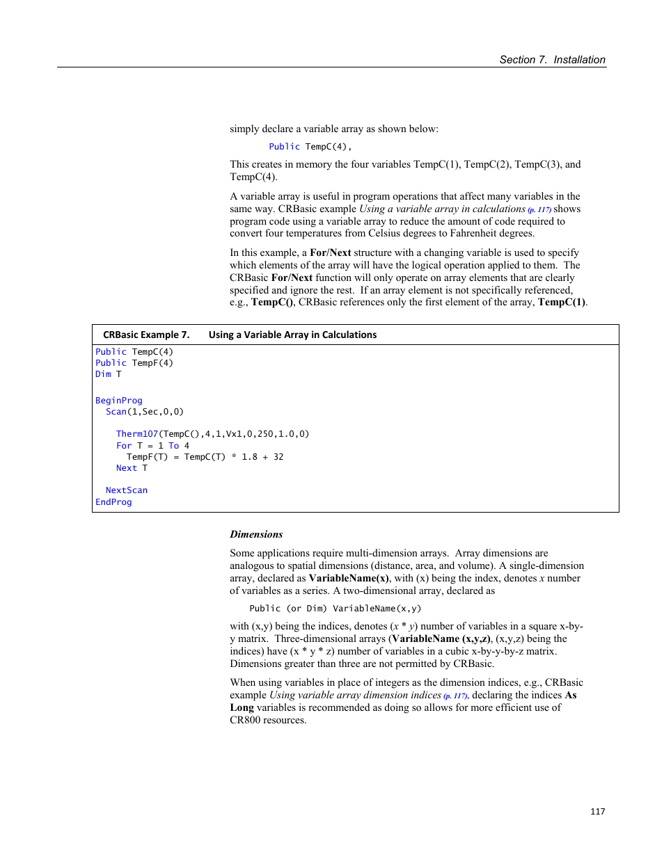 Campbell Scientific CR800 and CR850 Measurement and Control Systems User Manual | Page 117 / 566