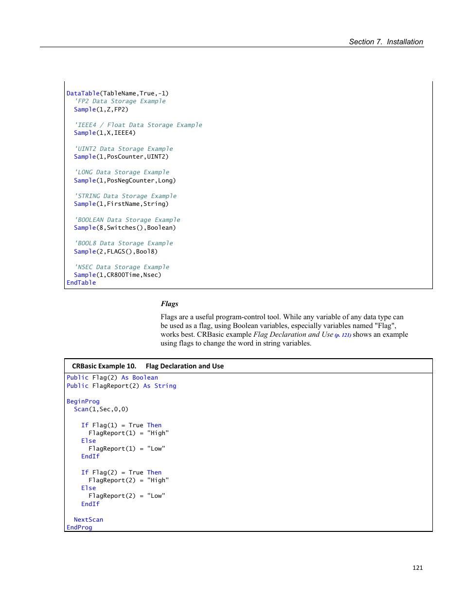 Table 10. data types | Campbell Scientific CR800 and CR850 Measurement and Control Systems User Manual | Page 121 / 566