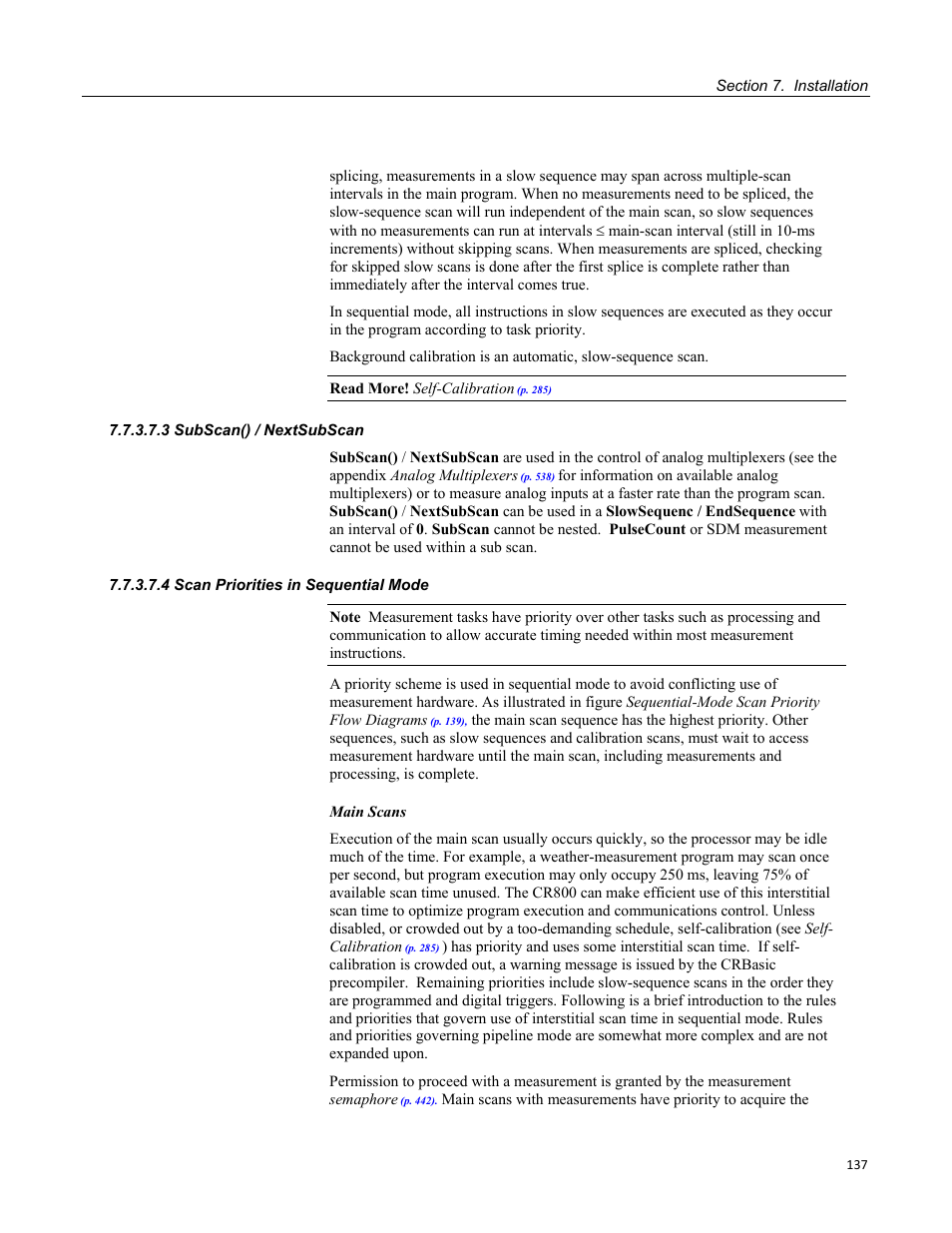 3 subscan() / nextsubscan, 4 scan priorities in sequential mode, Table 17. program timing instructions | Campbell Scientific CR800 and CR850 Measurement and Control Systems User Manual | Page 137 / 566