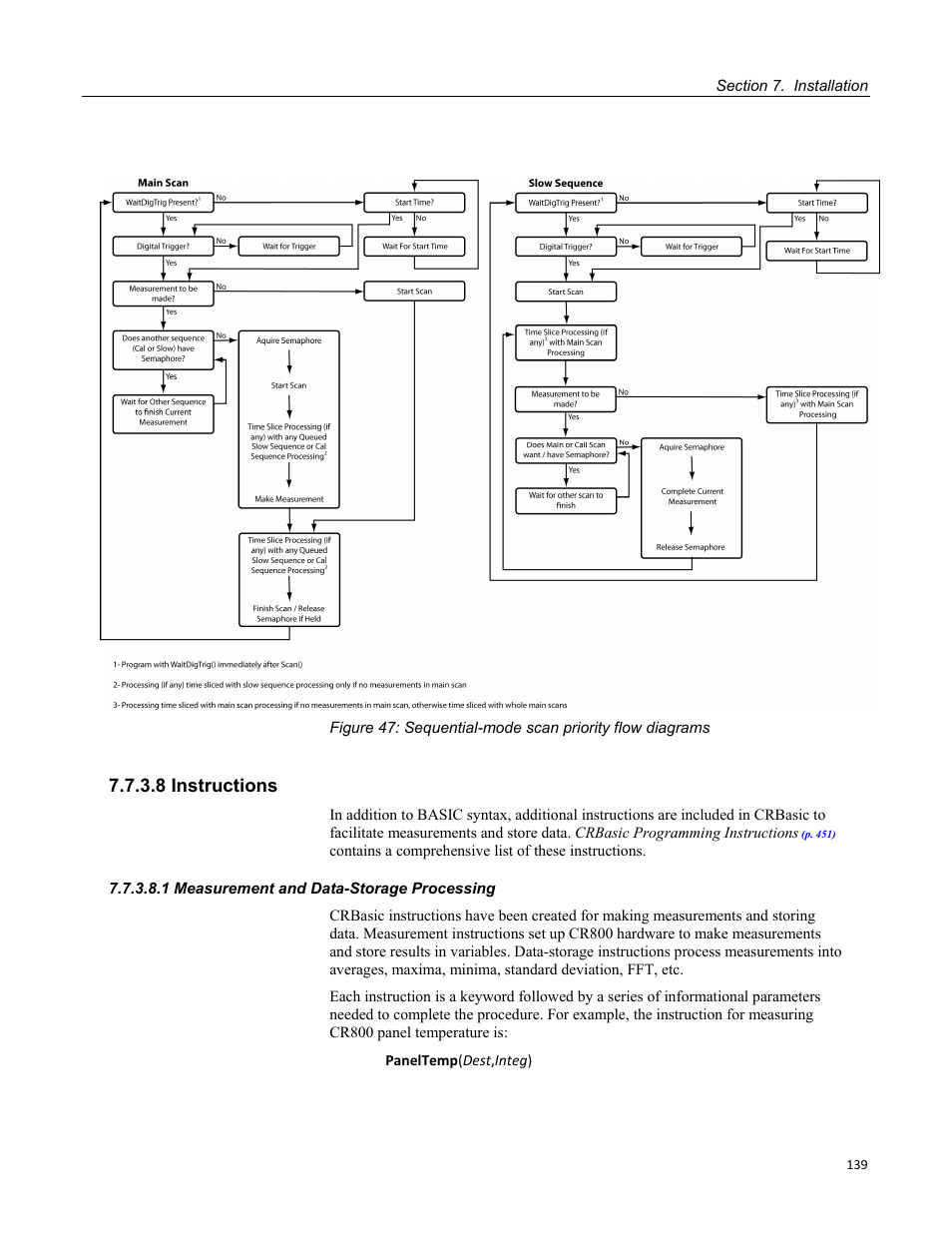 8 instructions, 1 measurement and data-storage processing | Campbell Scientific CR800 and CR850 Measurement and Control Systems User Manual | Page 139 / 566
