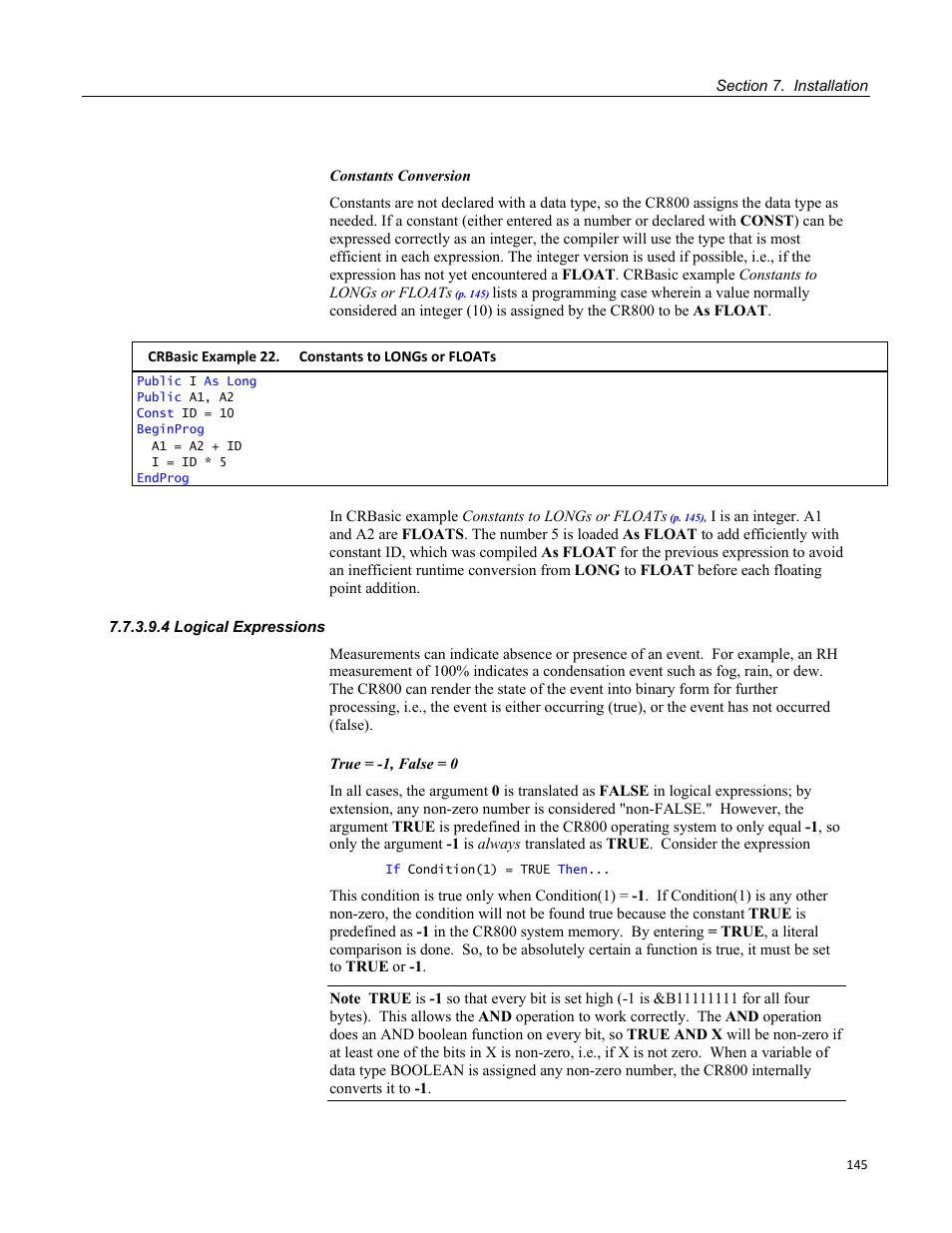 4 logical expressions | Campbell Scientific CR800 and CR850 Measurement and Control Systems User Manual | Page 145 / 566