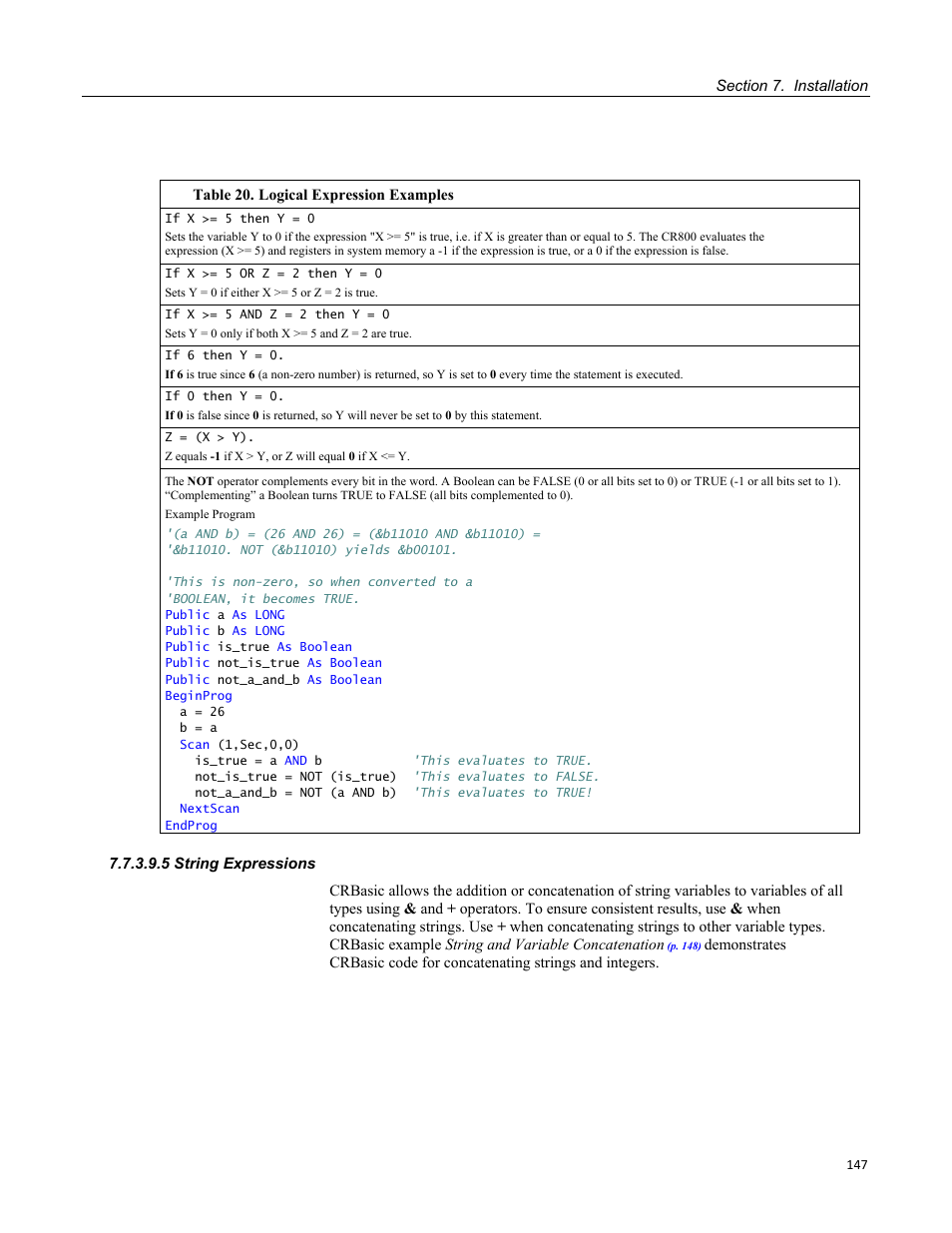 5 string expressions | Campbell Scientific CR800 and CR850 Measurement and Control Systems User Manual | Page 147 / 566