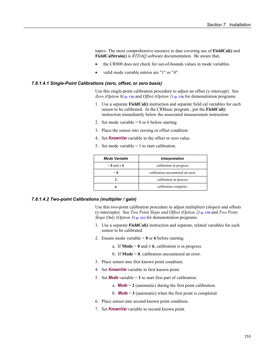 2 two-point calibrations (multiplier / gain) | Campbell Scientific CR800 and CR850 Measurement and Control Systems User Manual | Page 153 / 566