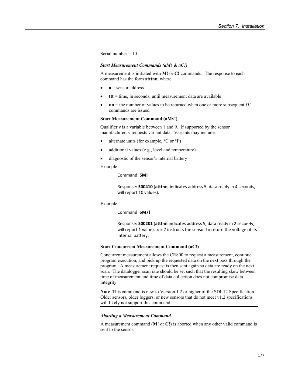 Figure 57: entering sdi-12 transparent mode | Campbell Scientific CR800 and CR850 Measurement and Control Systems User Manual | Page 177 / 566