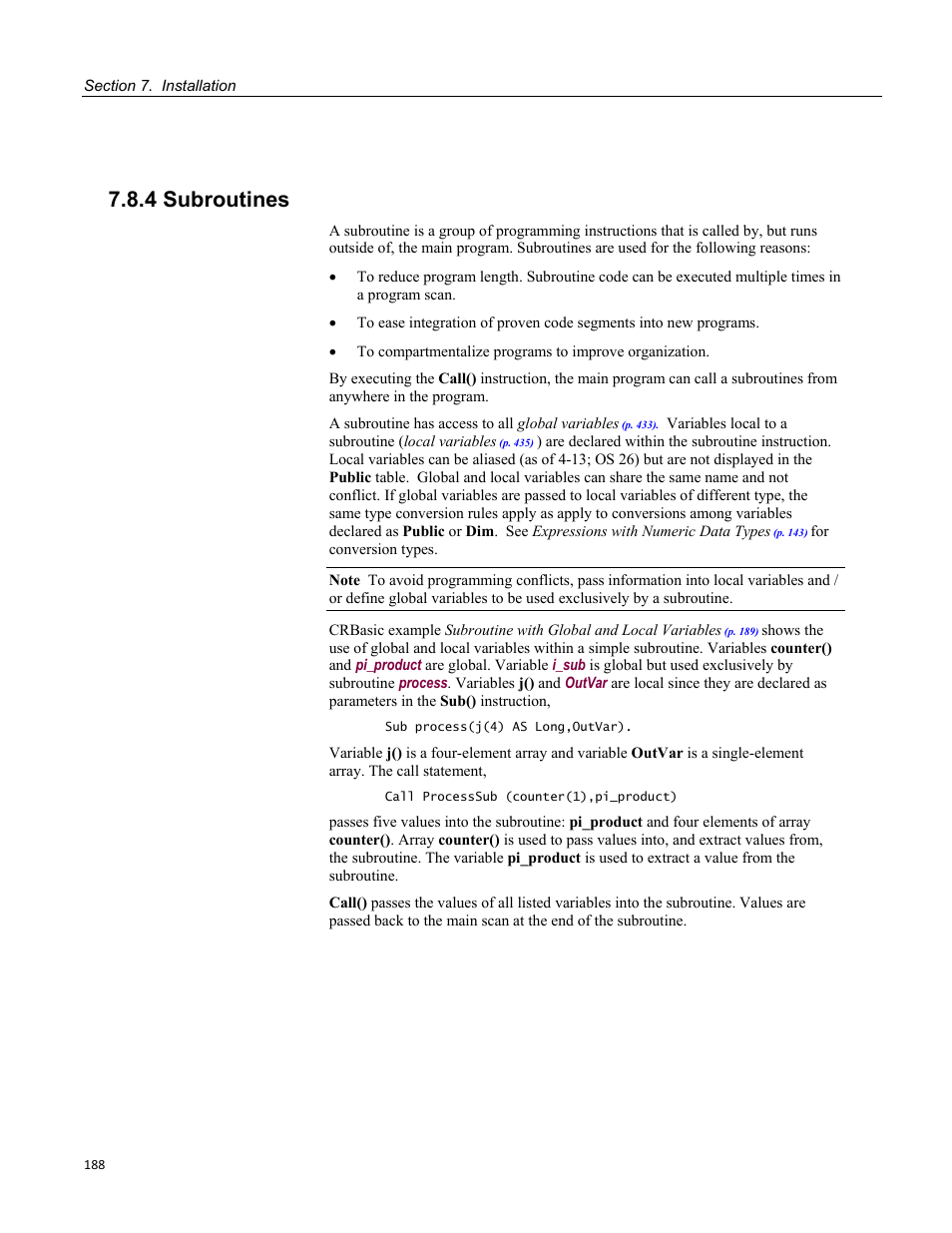 4 subroutines, P. 188) | Campbell Scientific CR800 and CR850 Measurement and Control Systems User Manual | Page 188 / 566