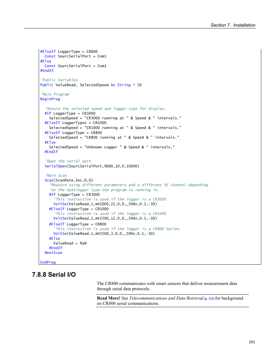 8 serial i/o, Figure 66: custom menu example — control sub menu | Campbell Scientific CR800 and CR850 Measurement and Control Systems User Manual | Page 201 / 566