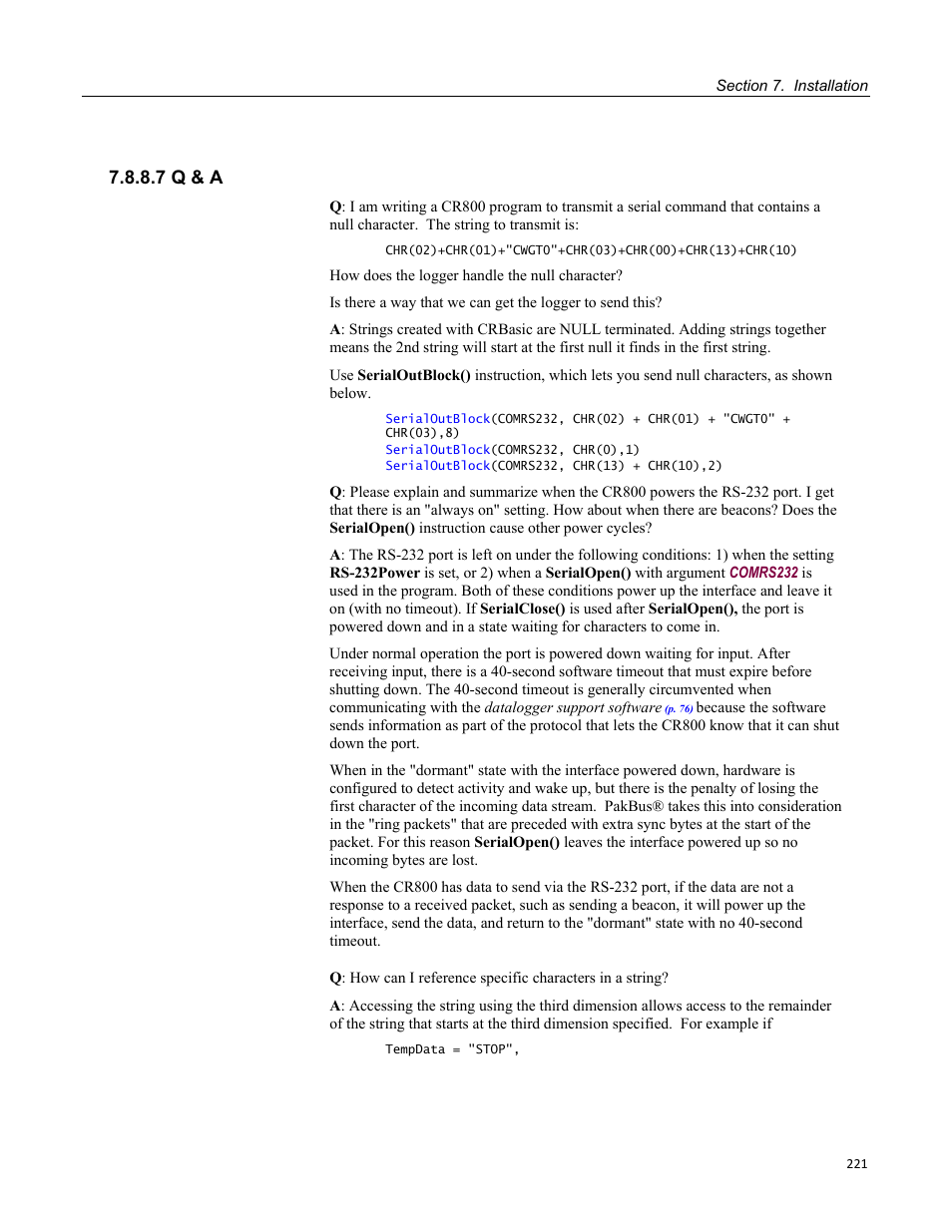 7 q & a | Campbell Scientific CR800 and CR850 Measurement and Control Systems User Manual | Page 221 / 566