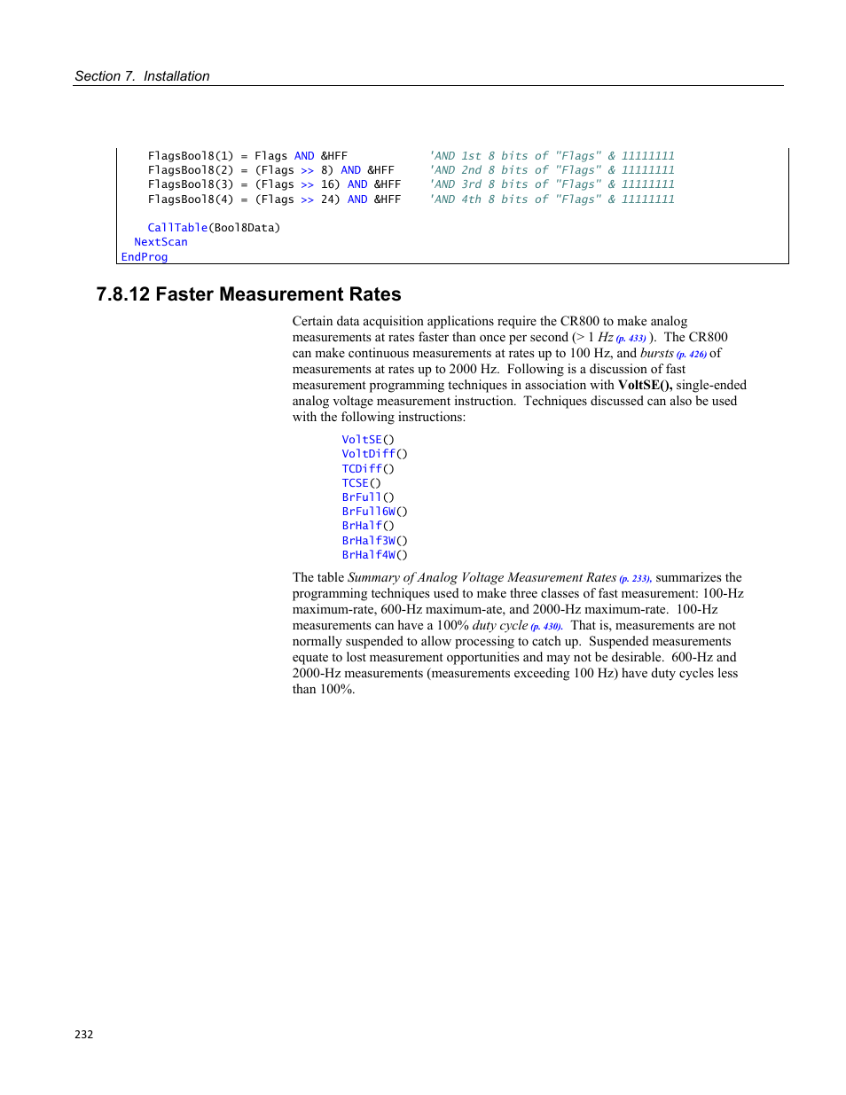 12 faster measurement rates | Campbell Scientific CR800 and CR850 Measurement and Control Systems User Manual | Page 232 / 566