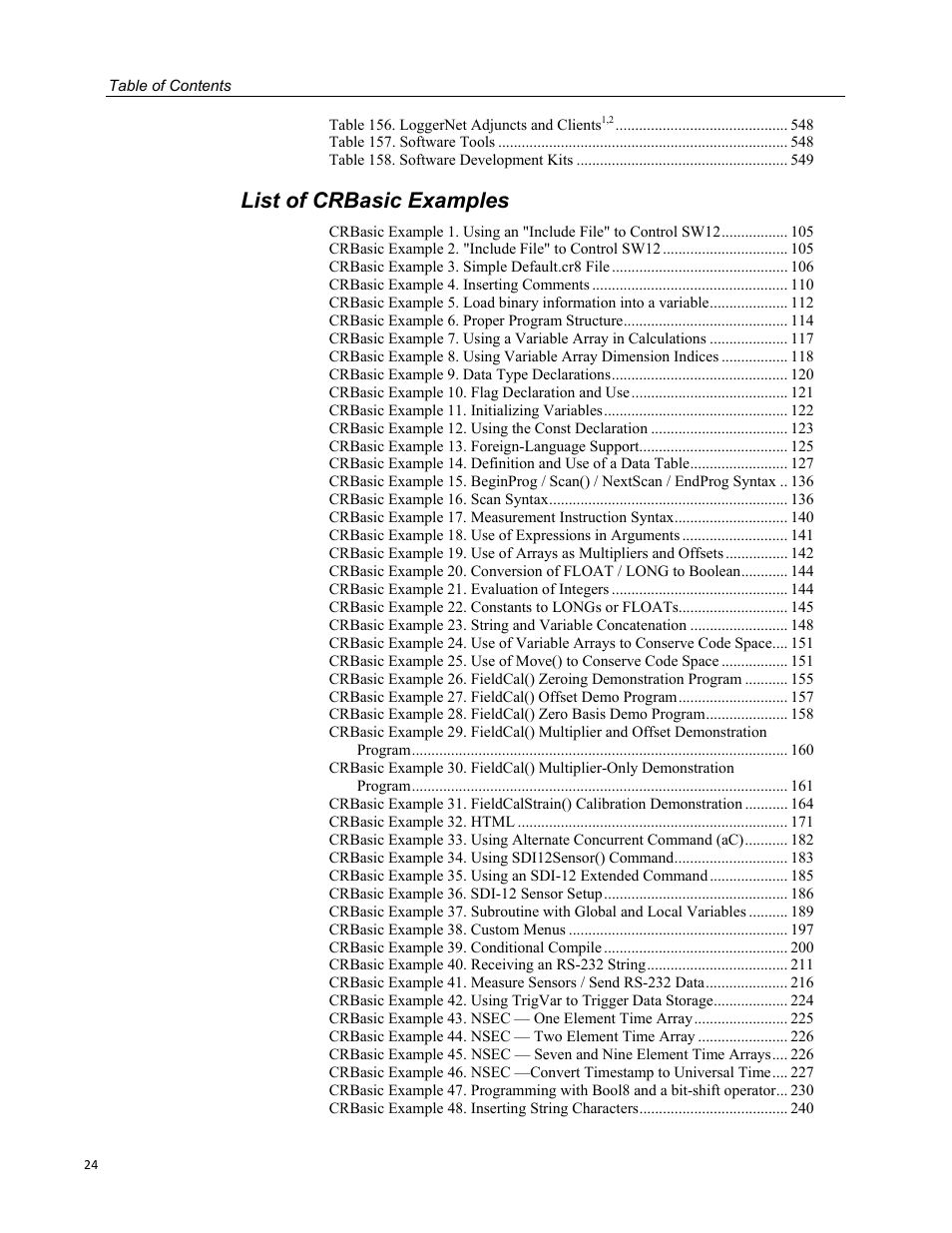 List of crbasic examples | Campbell Scientific CR800 and CR850 Measurement and Control Systems User Manual | Page 24 / 566