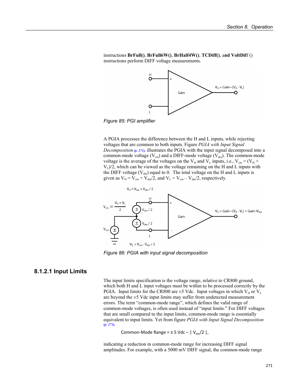 1 input limits, Figure 83: running-average frequency response | Campbell Scientific CR800 and CR850 Measurement and Control Systems User Manual | Page 271 / 566