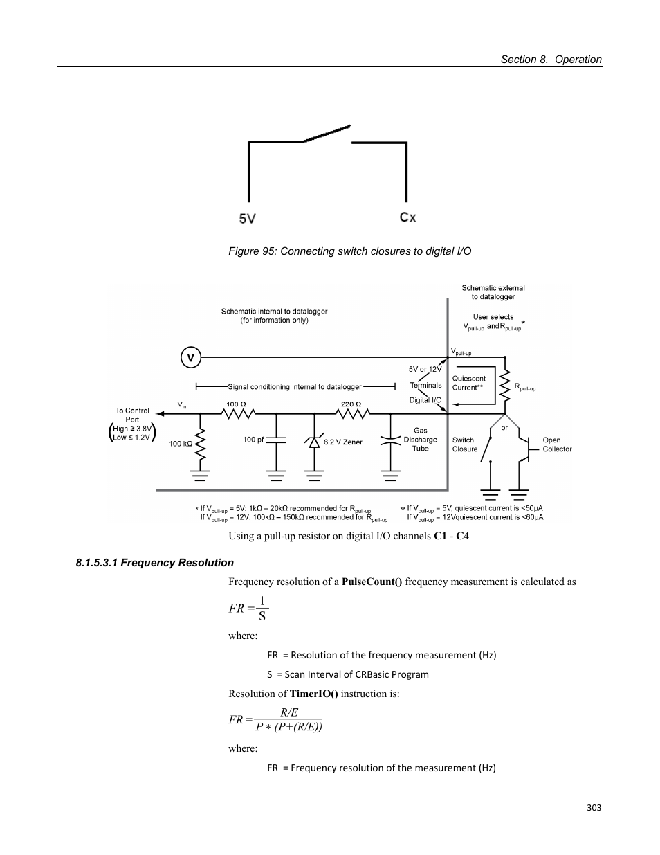 1 frequency resolution, Table 63. straincalc() instruction equations, P. 303) | Campbell Scientific CR800 and CR850 Measurement and Control Systems User Manual | Page 303 / 566